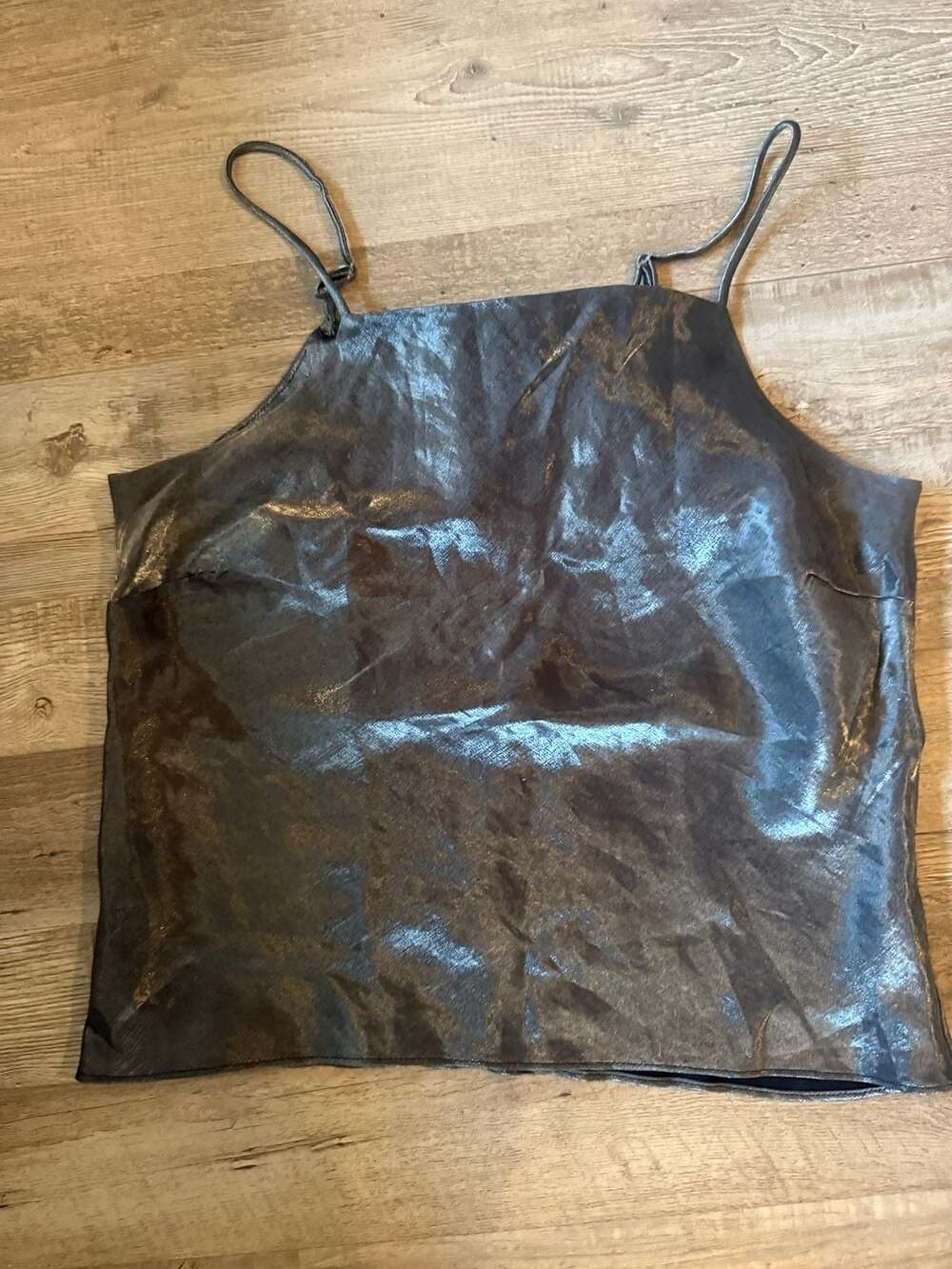 I.T.E.M. Metallic Silver Shimmer Square Neck Cami Tank Top